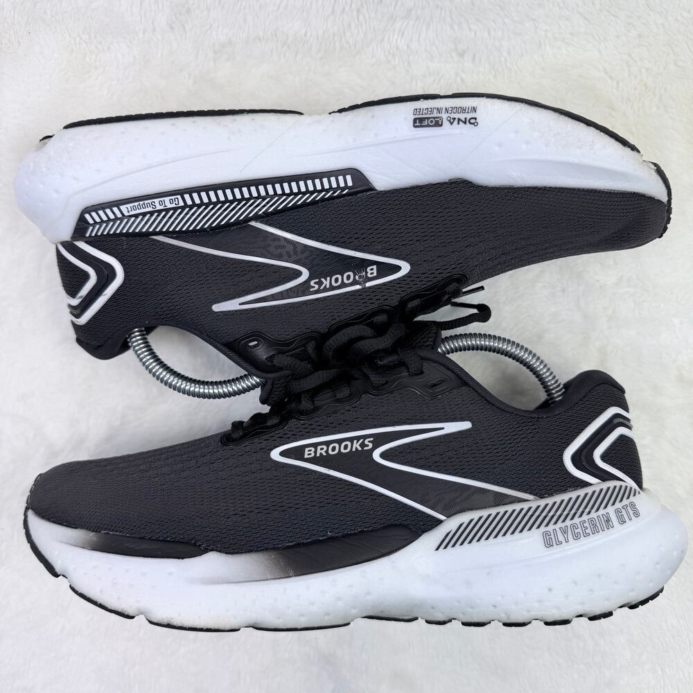 Brooks Glycerin GTS 21 Mens Running Shoes Black White Size 9.5 Stability Shoe - Picture 7 of 11
